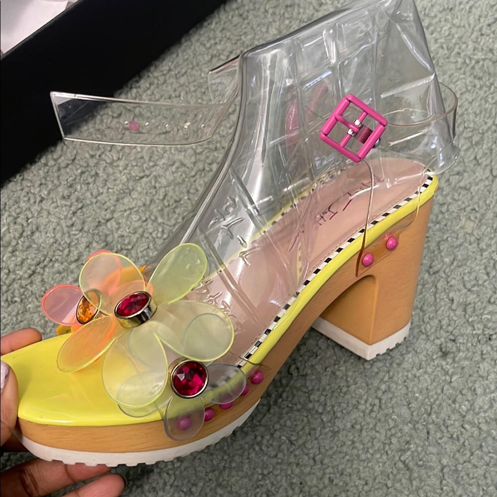 Stylish Transparent Heels with Yellow Accents